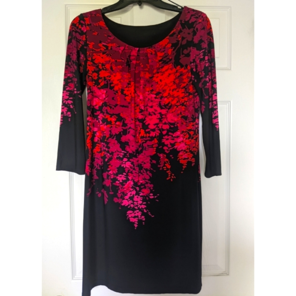 London Times Stretch Sheath Dress 3/4 sleeves